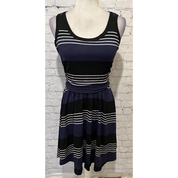Old Navy Dress Women’s Blue Black Striped Scoop Neck Tank Sleeveless Small - Picture 1 of 7